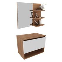 Conjunto Para Banheiro Gabinete E Espelheira BN3606x08 Amendoa Branco Tecno Mobili