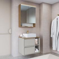 Conjunto para Banheiro Gabinete Suspenso 60cm com Cuba Espelheira com Led Cj8005.40