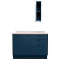 Conjunto para Banheiro Herval Viana, 3 Peças, Azul Orion e Cinza Argila, Com Tampo Conjunto para Banheiro Herval Viana, 3 Peças, Azul Orion e Cinza Argila, Com Tampo