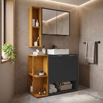 Conjunto para Banheiro Ibiza Ii Preto Fosco e Naturalle com Design Moderno e Funcional