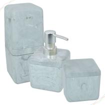 Conjunto para Banheiro Kit 3 Peças Bancada Lavabo Cube Marmorizado