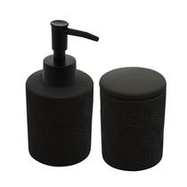 Conjunto para banheiro Leaf 2 peças de cerâmica preto - Rojemac Conjunto para banheiro Leaf 2 peças de cerâmica preto - Rojemac