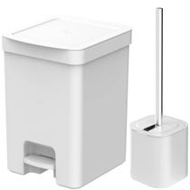 Conjunto para Banheiro Lixeira de Pedal 12L Trium e Escova Sanitária com Suporte Dual Branco OU Conjunto para Banheiro Lixeira de Pedal 12L Trium e Escova Sanitária com Suporte Dual Branco OU