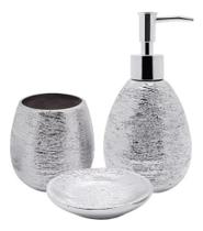 Conjunto para Banheiro Lunar Prata 3 Peças Conjunto para Banheiro Lunar Prata 3 Peças