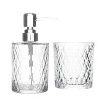 Conjunto para banheiro lyor diamond porta sabonete líquido e escova