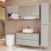 Conjunto para Banheiro Modulado 176cm com 4 Peças Gabinete Suspenso com Cuba Berlin