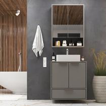 Conjunto para Banheiro Modulado 601 com Cuba e Espelheira 60cm Prime Yescasa Cinza/Cimento Conjunto para Banheiro Modulado 601 com Cuba e Espelheira 60cm Prime Yescasa Cinza/Cimento