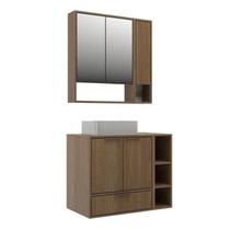 Conjunto para Banheiro Modulado 802 com Cuba e Espelheira 80cm Prime Yescasa Marrom/Noce Conjunto para Banheiro Modulado 802 com Cuba e Espelheira 80cm Prime Yescasa Marrom/Noce