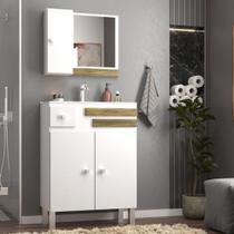 Conjunto Para Banheiro Mônaco Balcão Com Espelheira 60 Cm - Branco Cartagena Branco Cartagena Conjunto Para Banheiro Mônaco Balcão Com Espelheira 60 Cm - Branco Cartagena Branco Cartagena