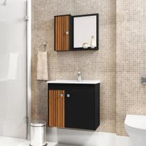 Conjunto para banheiro Monaco Preto Fosco Ripado