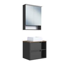 Conjunto para Banheiro ProDecor Marrom e Grafite com Cuba Espelheira LED e Gabinete Suspenso Conjunto para Banheiro ProDecor Marrom e Grafite com Cuba Espelheira LED e Gabinete Suspenso