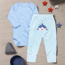 Conjunto para Bebê Azul Claro Fofo e Confortável até 12 Meses
