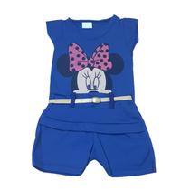Conjunto Para Bebê Blusa + Short Com Cintinho Estampa da Minnie Azul REF S201C Conjunto Para Bebê Blusa + Short Com Cintinho Estampa da Minnie Azul REF S201C