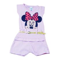 Conjunto Para Bebê Blusa + Short Com Cintinho Estampa da Minnie Rosinha REF S201A Conjunto Para Bebê Blusa + Short Com Cintinho Estampa da Minnie Rosinha REF S201A
