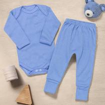Conjunto para Bebê Body e Calça 100% Algodão - Azul Serenity