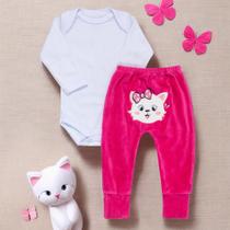 Conjunto para Bebê Body Manga Longa e Calça Gatinha Pink