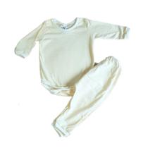 Conjunto para bebê body manga longa e calça mijão malha algodão
