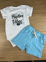 Conjunto para Bebê Body Positive Vibes Branco e Azul Bebê Conjunto para Bebê Body Positive Vibes Branco e Azul Bebê