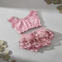 Conjunto para Bebê Cropped e Calcinha Bunda Rica (Top e Tapa Fralda)