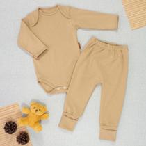 Conjunto para Bebê Longo em Suedine Basic Bege Avelã