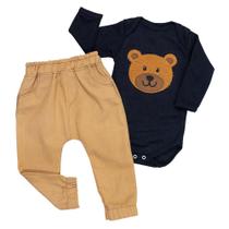Conjunto para Bebê Menino: Body Urso Preto e Calça Ecolinho Conjunto para Bebê Menino: Body Urso Preto e Calça Ecolinho