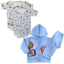 Conjunto Para Bebê Menino Menina Soft Com Capuz E Body 4 Pçs Conjunto Para Bebê Menino Menina Soft Com Capuz E Body 4 Pçs