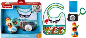 Conjunto Para Bebê Mini Turista - Com Brinquedos Câmera Fotográfica Protetor Solar Passaporte E Babador - Fisher Price
