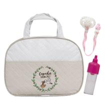 Conjunto para Bebê Reborn com Chupeta e Mamadeira Bolsa Maternidade Bege Conjunto para Bebê Reborn com Chupeta e Mamadeira Bolsa Maternidade Bege