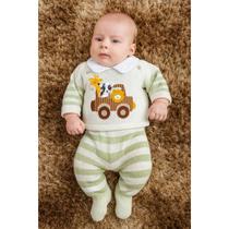 Conjunto Para Bebê Tema Safari Menino casaco salopete