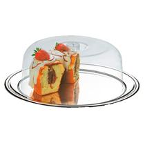 Conjunto Para Bolo 2 Peças Petúnia em Inox 32cm com Cúpula em Acrílico 1525/132 Brinox