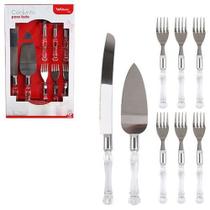 Conjunto Para Bolo De Inox Com Espatula 28cm + Faca 13'' + 6 Garfos Cabo Acrilico WELLMIX 6062 Conjunto Para Bolo De Inox Com Espatula 28cm + Faca 13'' + 6 Garfos Cabo Acrilico WELLMIX 6062