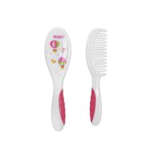 Conjunto Para Cabelo Soft Escova E Pente Kuka Rosa E Branco