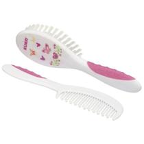 Conjunto Para Cabelo Soft Escova E Pente Kuka Rosa E Branco Conjunto Para Cabelo Soft Escova E Pente Kuka Rosa E Branco