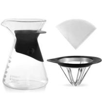 Conjunto para Café Coado Fluire Preto com 50 Coador Cônico 02 - Pressca