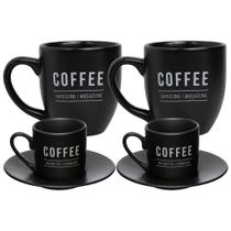 Conjunto Para Café Da Manhã Com 2 Canecas 300ml E 2 Xícaras Com Pires 80ml