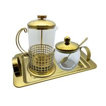 Conjunto para Café Dourado 3 peças Fineza Conjunto para Café Dourado 3 peças Fineza