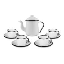 Conjunto Para Café Esmaltado 9 Peças Branco Ewel Conjunto Para Café Esmaltado 9 Peças Branco Ewel