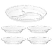 Conjunto Para Chá Bar Com Petisqueira De Cristal E Pratinhos 14cm Com 4 Peças Conjunto Para Chá Bar Com Petisqueira De Cristal E Pratinhos 14cm Com 4 Peças