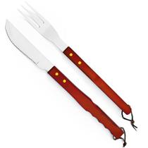 Conjunto para Churrasco em Inox e Madeira Com 02 Peças