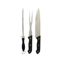 Conjunto Para Churrasco Faca Garfo e Chaira Cozinha Kit Multiuso Inox KeHome Preto Cor:Preto Conjunto Para Churrasco Faca Garfo e Chaira Cozinha Kit Multiuso Inox KeHome Preto Cor:Preto