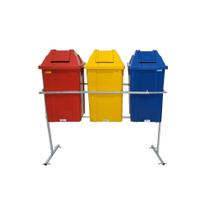 Conjunto Para Coleta Seletiva Q25 03 Lixeiras 25 Litros