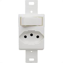 Conjunto Para Condulete Dicompel Monaco Branco 1 Paralelo + 1 Tomada 2P.+T. 10A. - Dc-6100/2