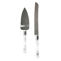Conjunto Para Cortar Bolo Kit Com Faca E Espatula Inox A-21
