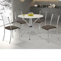 Conjunto para Cozinha 1 Mesa Lana 90x90cm com 4 Cadeiras Ortenia Aço Nobre Móveis