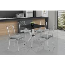 Conjunto para Cozinha Mesa Lana 80x80cm com 4 Cadeiras Ortenia