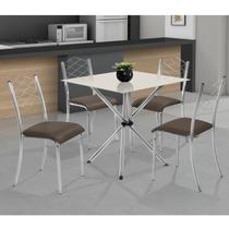Conjunto para Cozinha Mesa Lana 80x80cm com 4 Cadeiras Ortenia Aço Nobre Móveis