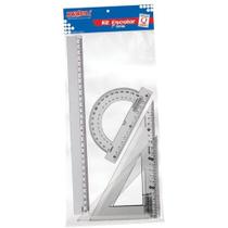 Conjunto Para Desenho 1 Grau Reg30Cm+Esq45+Esq60+Transf180 Waleu Conjunto Para Desenho 1 Grau Reg30Cm+Esq45+Esq60+Transf180 Waleu