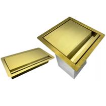Conjunto para Embutir Dourado Lixeira de 4L e Porta Esponja Fineza