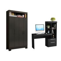 Conjunto Para Escritório 2 Peças com Mesa e Armário 4 portas Notável Móveis Conjunto Para Escritório 2 Peças com Mesa e Armário 4 portas Notável Móveis