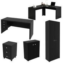 Conjunto para Escritório 5 peças Preto Tecnomobili Conjunto para Escritório 5 peças Preto Tecnomobili